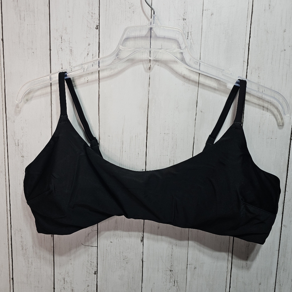 NWT Aerie Women's Black Scoop Swimsuit Bikini Top Removable Padding Size XXL.